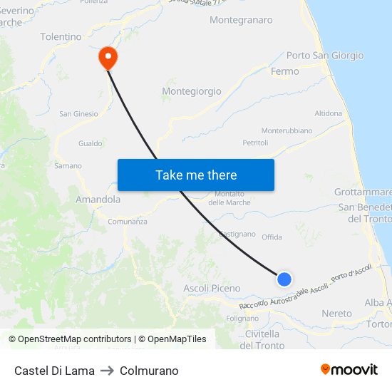Castel Di Lama to Colmurano map