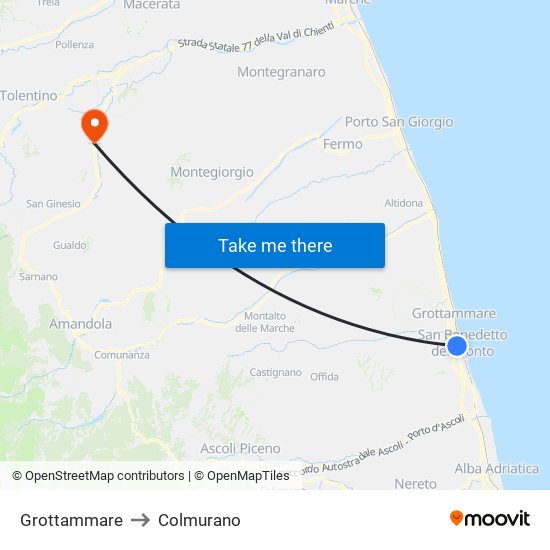 Grottammare to Colmurano map