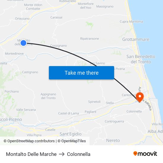Montalto Delle Marche to Colonnella map