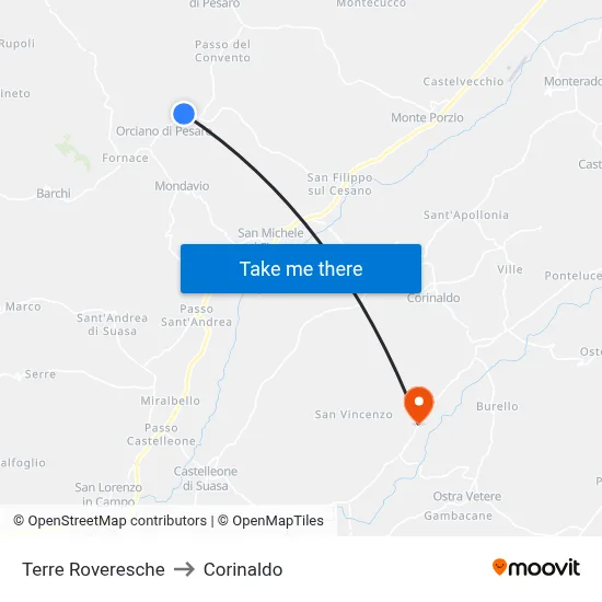 Terre Roveresche to Corinaldo map