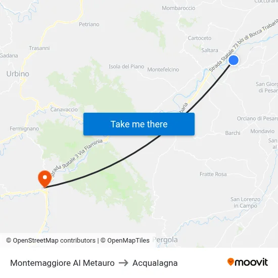 Montemaggiore Al Metauro to Acqualagna map