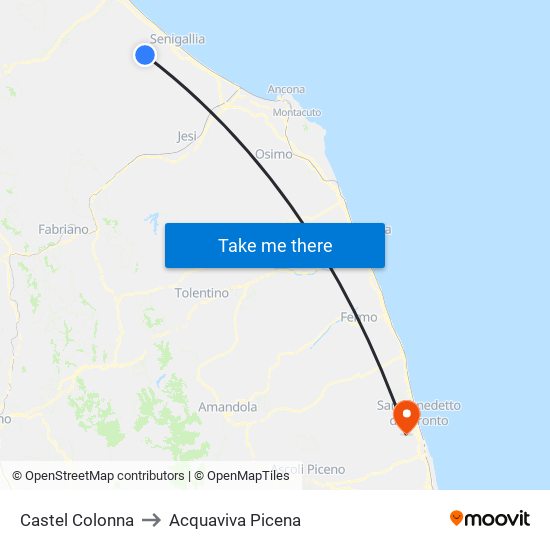Castel Colonna to Acquaviva Picena map