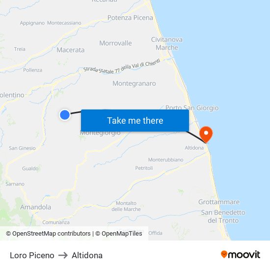 Loro Piceno to Altidona map