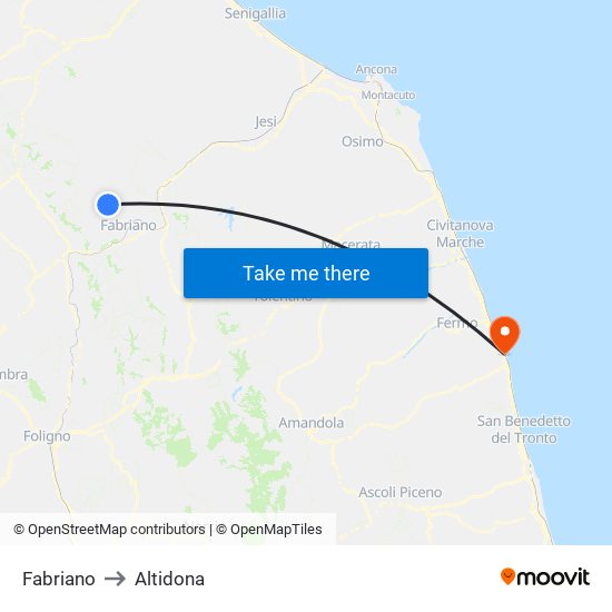 Fabriano to Altidona map