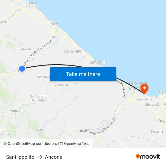 Sant'Ippolito to Ancona map
