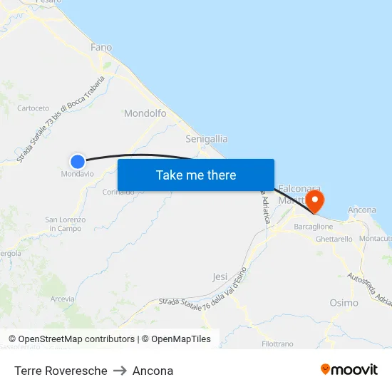 Terre Roveresche to Ancona map