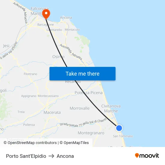 Porto Sant'Elpidio to Ancona map