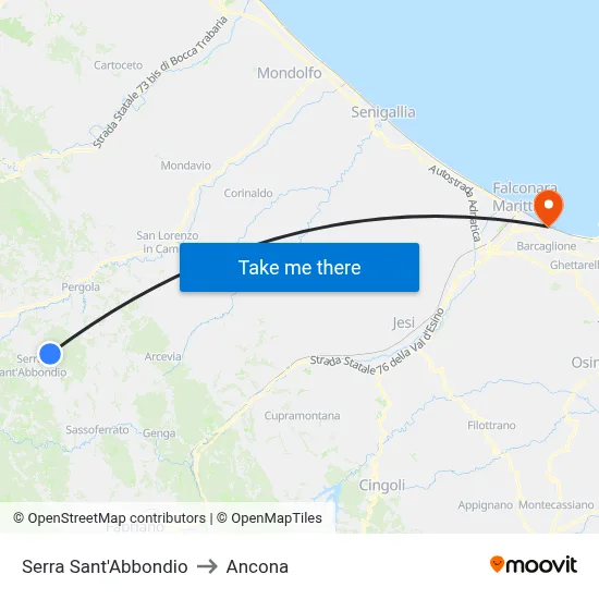 Serra Sant'Abbondio to Ancona map