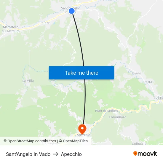 Sant'Angelo In Vado to Apecchio map