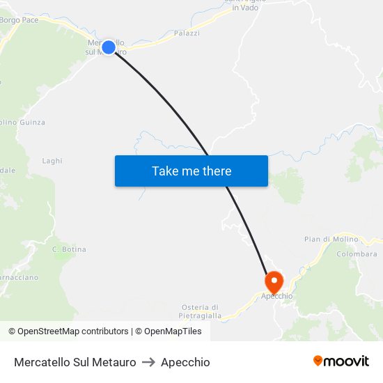 Mercatello Sul Metauro to Apecchio map