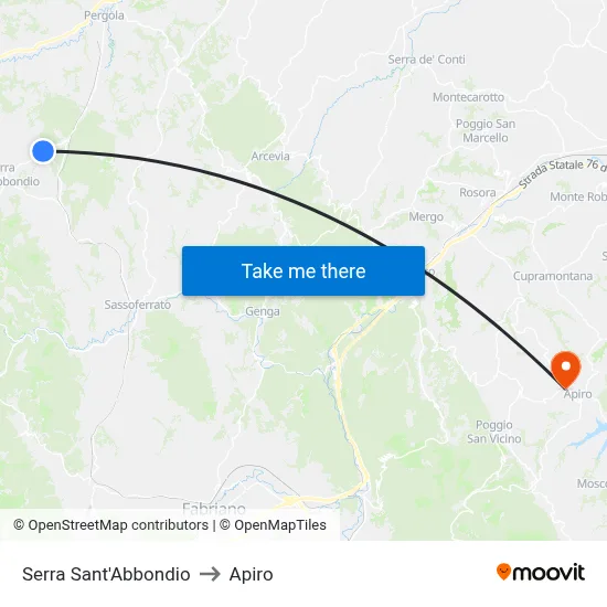 Serra Sant'Abbondio to Apiro map