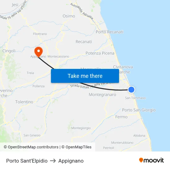Porto Sant'Elpidio to Appignano map
