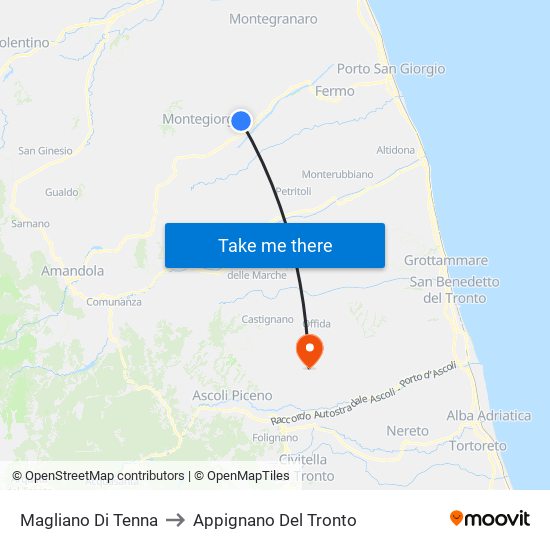 Magliano Di Tenna to Appignano Del Tronto map