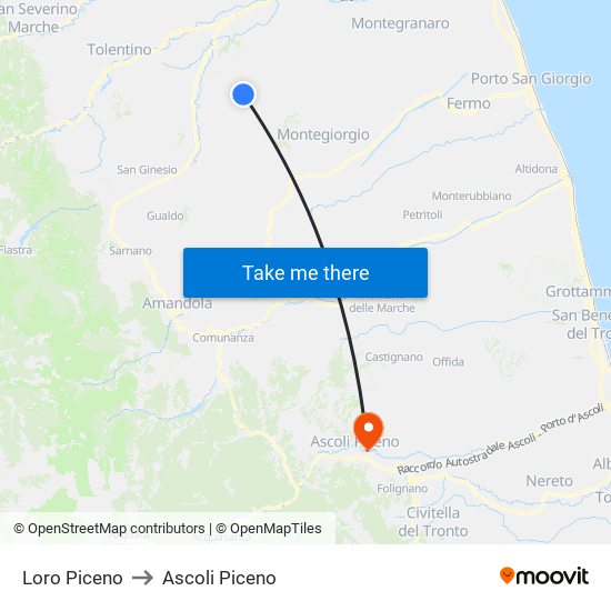 Loro Piceno to Ascoli Piceno map