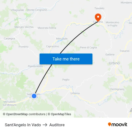 Sant'Angelo In Vado to Auditore map