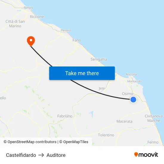 Castelfidardo to Auditore map