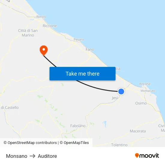 Monsano to Auditore map