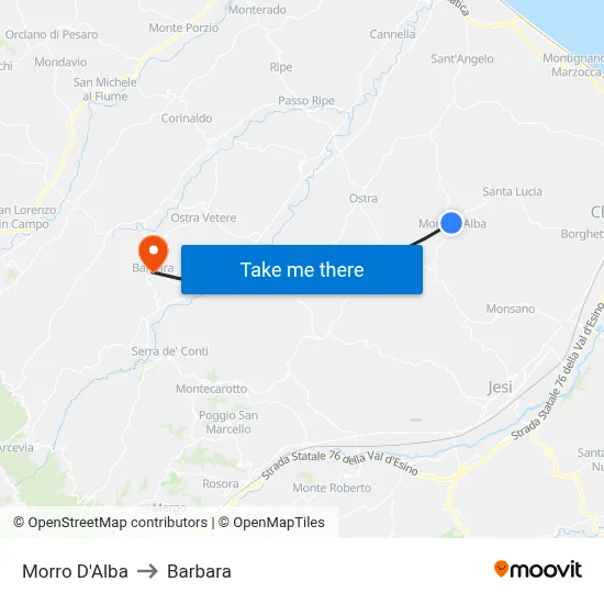 Morro D'Alba to Barbara map