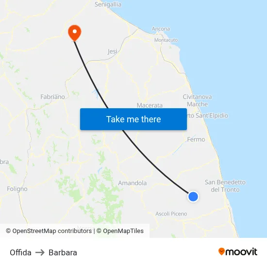 Offida to Barbara map