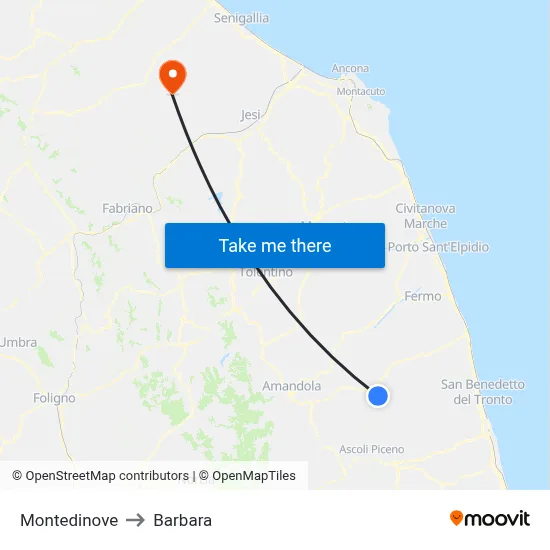 Montedinove to Barbara map