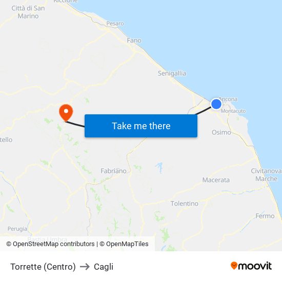 Torrette (Centro) to Cagli map