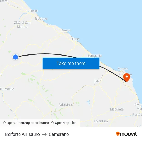 Belforte All'Isauro to Camerano map