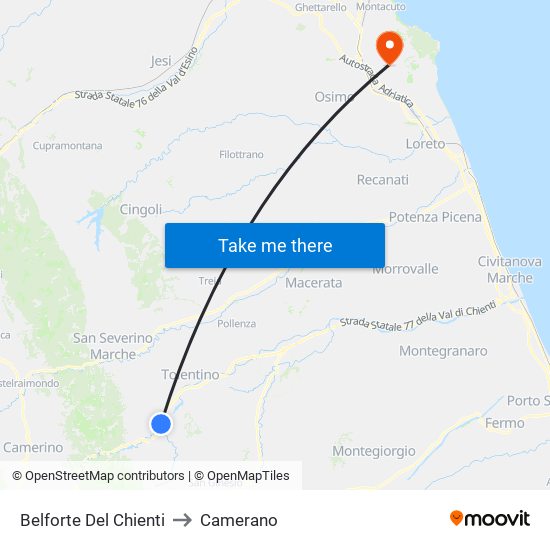 Belforte Del Chienti to Camerano map