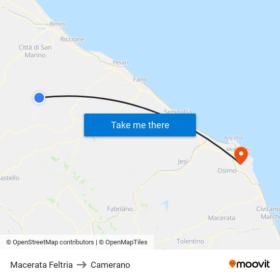 Macerata Feltria to Camerano map