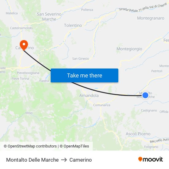 Montalto Delle Marche to Camerino map