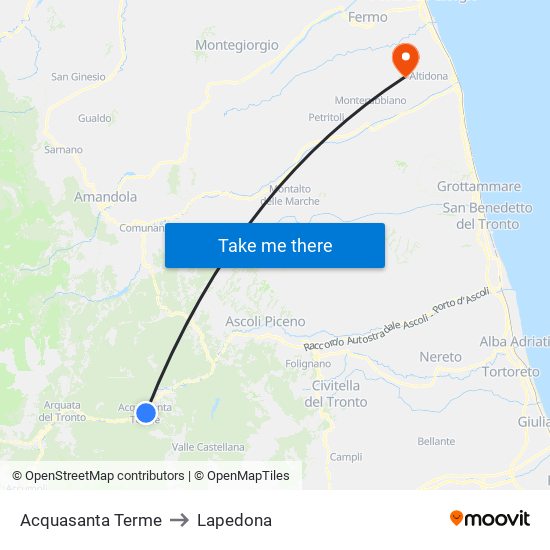 Acquasanta Terme to Lapedona map
