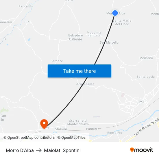 Morro D'Alba to Maiolati Spontini map