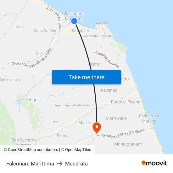 Falconara Marittima to Macerata map