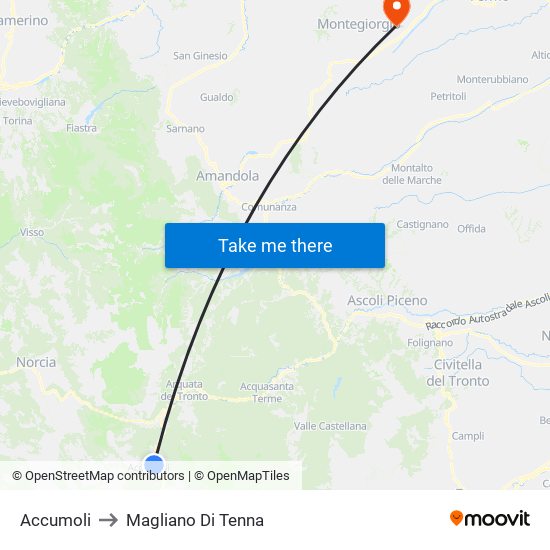 Accumoli to Magliano Di Tenna map