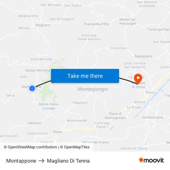 Montappone to Magliano Di Tenna map