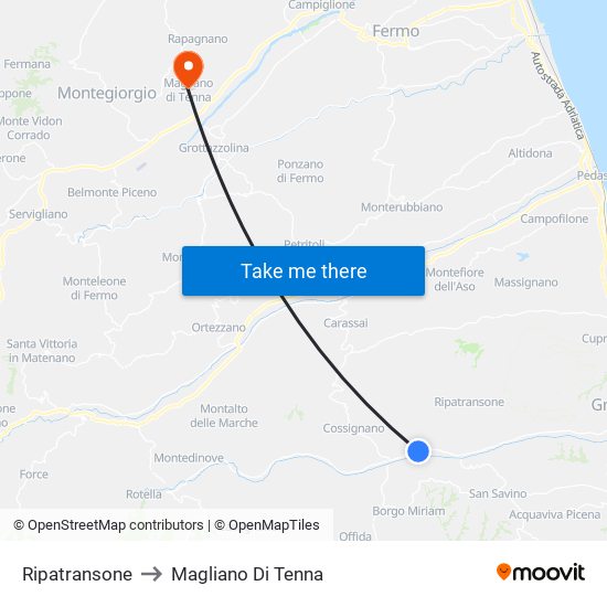 Ripatransone to Magliano Di Tenna map