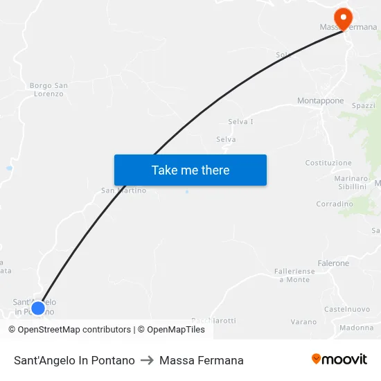 Sant'Angelo In Pontano to Massa Fermana map