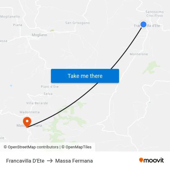 Francavilla D'Ete to Massa Fermana map