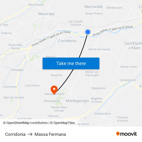 Corridonia to Massa Fermana map