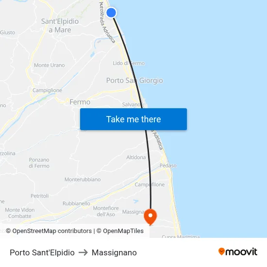 Porto Sant'Elpidio to Massignano map