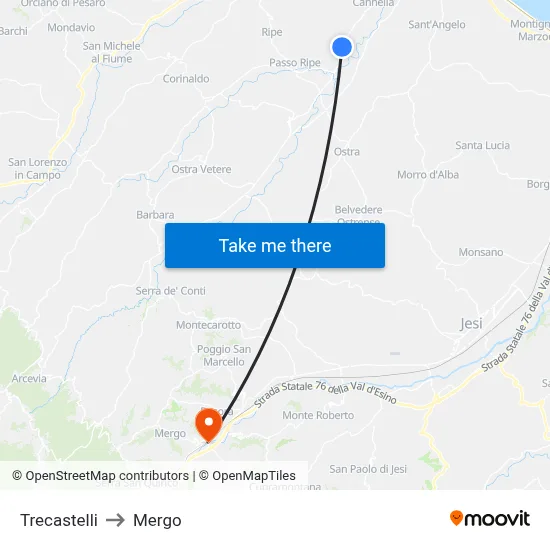 Trecastelli to Mergo map