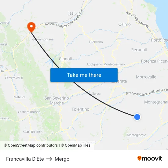 Francavilla D'Ete to Mergo map