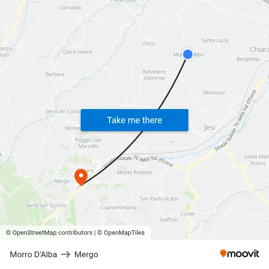 Morro D'Alba to Mergo map