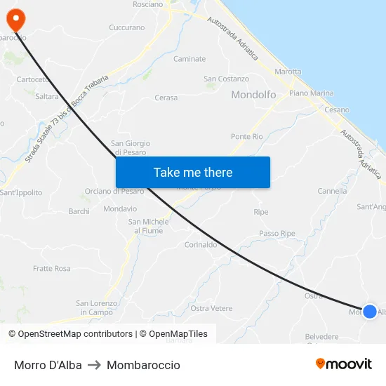 Morro D'Alba to Mombaroccio map