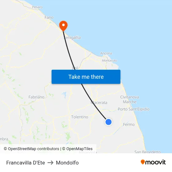 Francavilla D'Ete to Mondolfo map