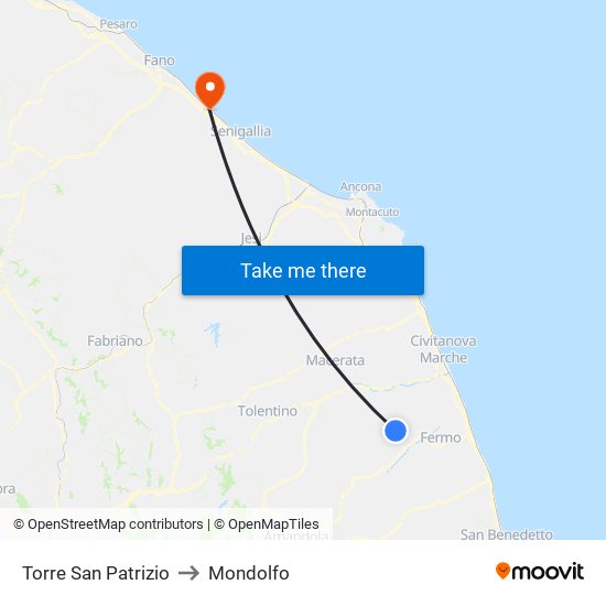 Torre San Patrizio to Mondolfo map