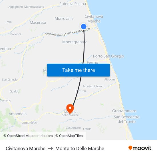 Civitanova Marche to Montalto Delle Marche map