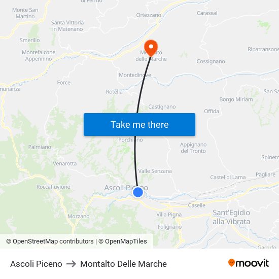 Ascoli Piceno to Montalto Delle Marche map