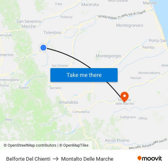 Belforte Del Chienti to Montalto Delle Marche map