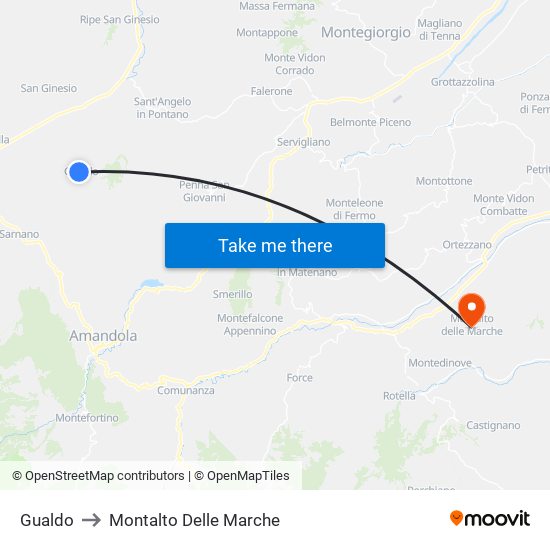 Gualdo to Montalto Delle Marche map