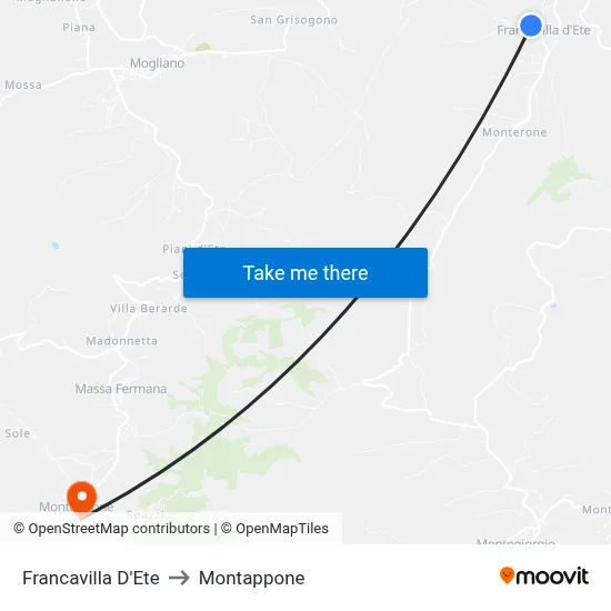 Francavilla D'Ete to Montappone map